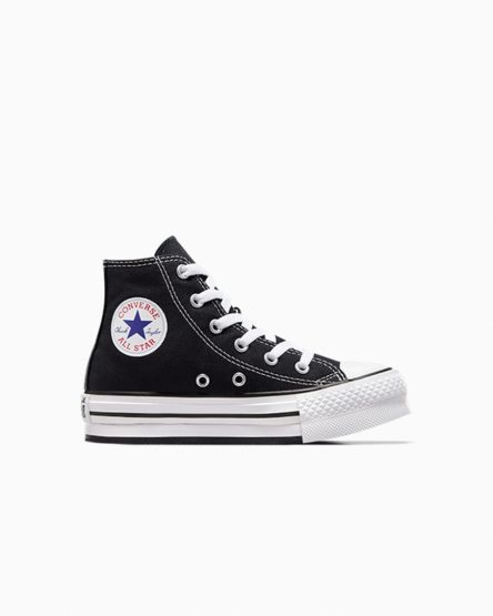 Zapatos Plataforma Converse Chuck Taylor All Star Lift Altas Niña Negras Blancas Negras | PE 7E58P0